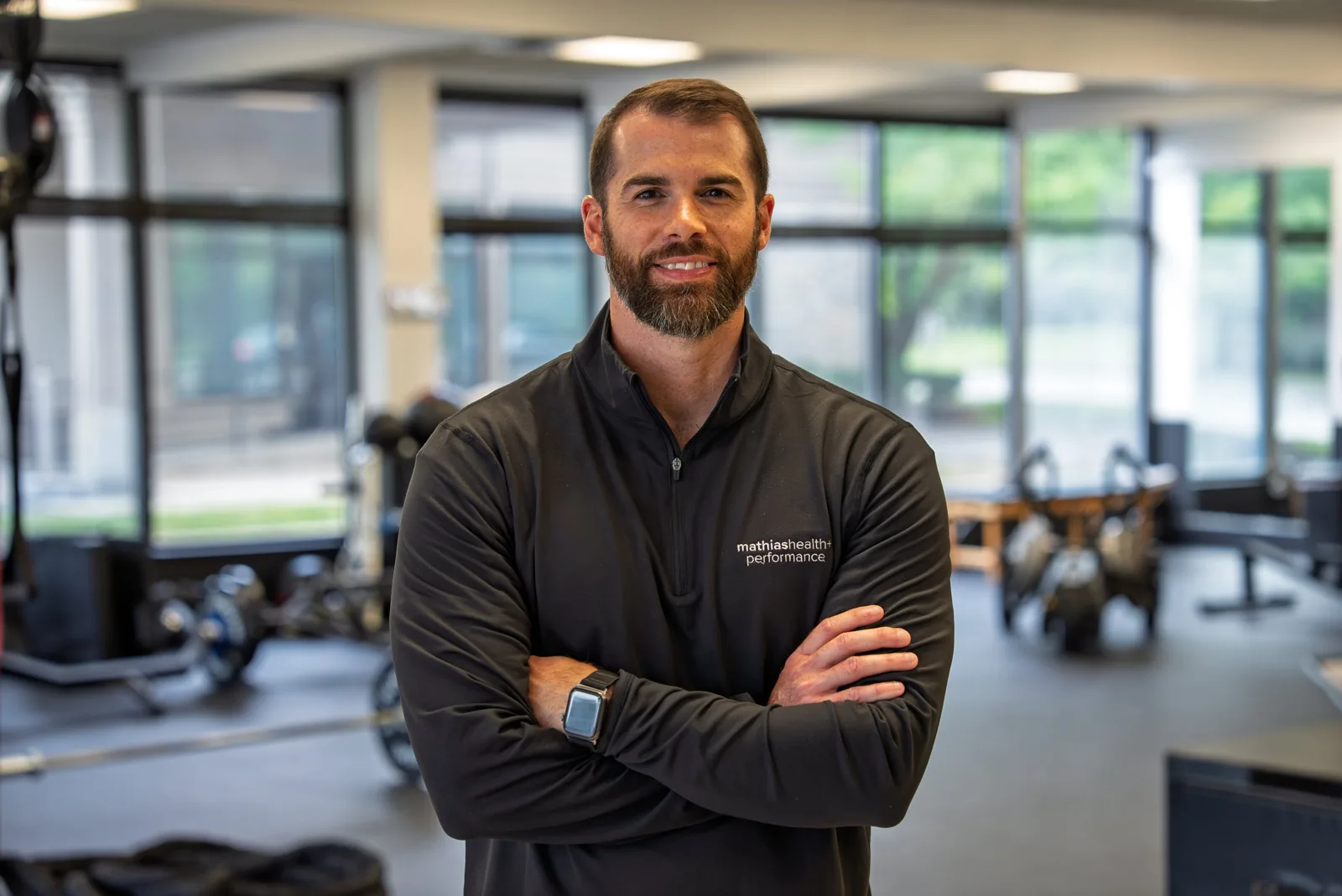 Dr. Mathias in the weight room at Mathias Health and Performance in Dublin, Ohio